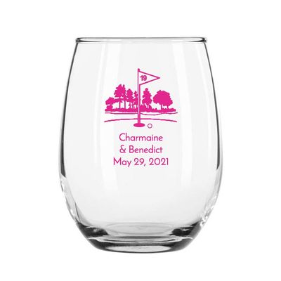 24 Pack 19th Hole Fuchsia Stemless 9 oz Wine Glass