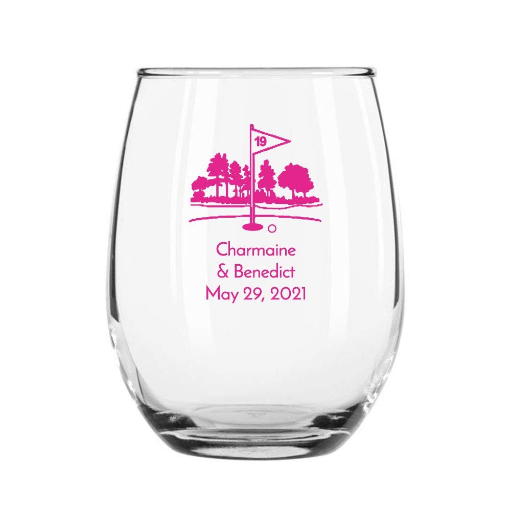 24 Pack 19th Hole Fuchsia Stemless 9 oz Wine Glass