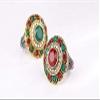 Bansriracha Indian Wedding Rings for Women Flower Crystal Antique Gold Silver Ring Trendy Bohemian Jewelry (Red, 9) view 1