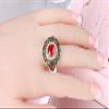 Bansriracha Indian Wedding Rings for Women Flower Crystal Antique Gold Silver Ring Trendy Bohemian Jewelry (Red, 9) view 4