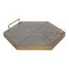 Kate and Laurel Sade Decorative Hexagon Tray with Handles, 16", Concrete Gray and Gold, Modern Tray for Ottoman, Centerpieces, Or Bathroom and Bedroom Decor view 1