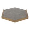 Kate and Laurel Sade Decorative Hexagon Tray with Handles, 16", Concrete Gray and Gold, Modern Tray for Ottoman, Centerpieces, Or Bathroom and Bedroom Decor view 2