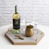 Kate and Laurel Sade Decorative Hexagon Tray with Handles, 16", Concrete Gray and Gold, Modern Tray for Ottoman, Centerpieces, Or Bathroom and Bedroom Decor view 4