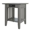 AFI, Mission End Table with Charging Station, Grey view 1