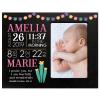 LifeSong Milestones Personalized Baby Birth Arrival Announcement - Newborn Stats Cactus Nursery Picture Frame Decor for Boys and Girls 8 x 10 Frame Holds 4 x 6 Photo (Black) view 1