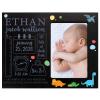 LifeSong Milestones Personalized Baby Birth Arrival Announcement - Newborn Stats Dinosaur Nursery Picture Frame Decor for Boys and Girls 8 x 10 Frame Holds 4 x 6 Photo (Black) view 1