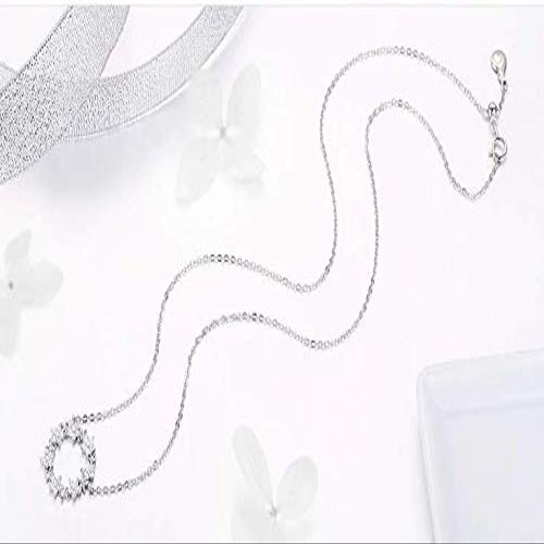 Bansriracha 100% 925 Sterling Silver Gypsophila Necklaces Pendant Long Chain 45 cm Adjustable Circle Necklace for Women Jewelry CTN028