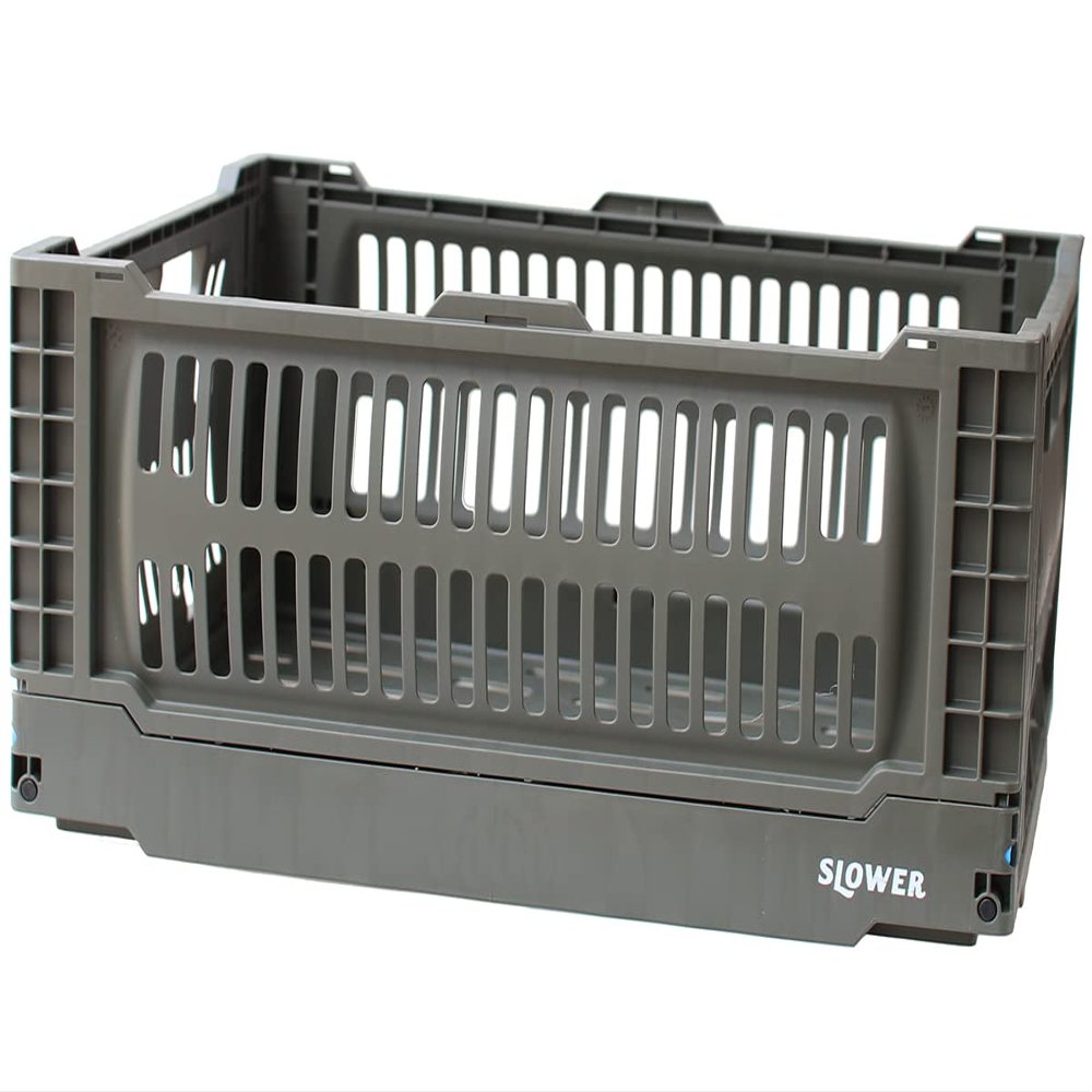 Slower SLW164 Storage Case, Folding Container Box, Stacking, Storage Box, Olive, Size L
