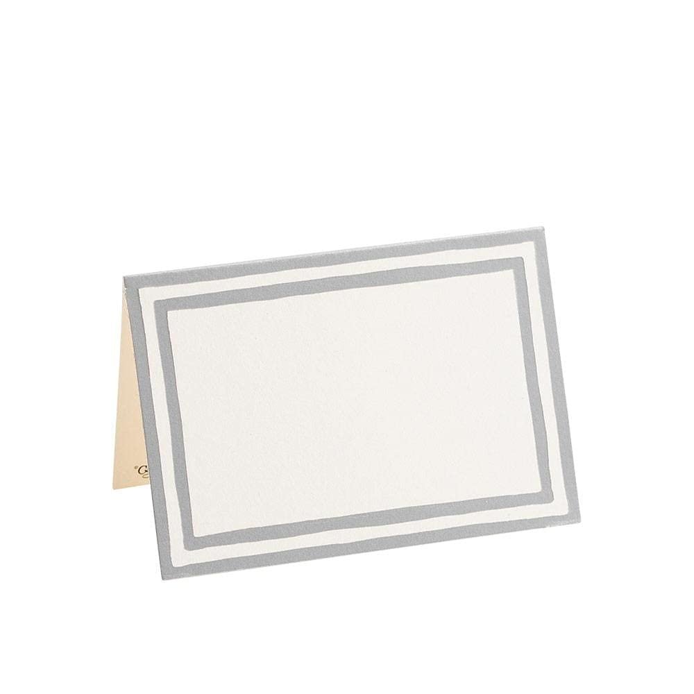 Caspari Border Stripe Place Cards in Silver Foil, 32 Included