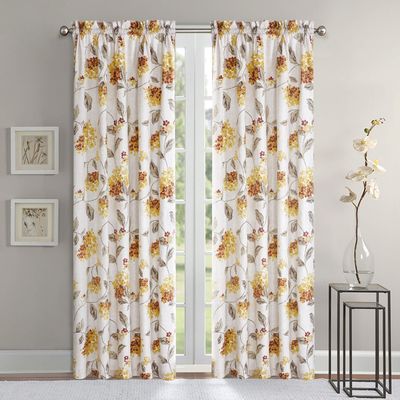 Sunclipse Modern Floral Warwick Window Curtain Panel, 50x95, Yellow