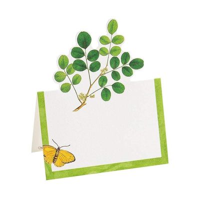 Caspari Coromandel Garden Die-Cut Place Cards in Ivory, 40 Included