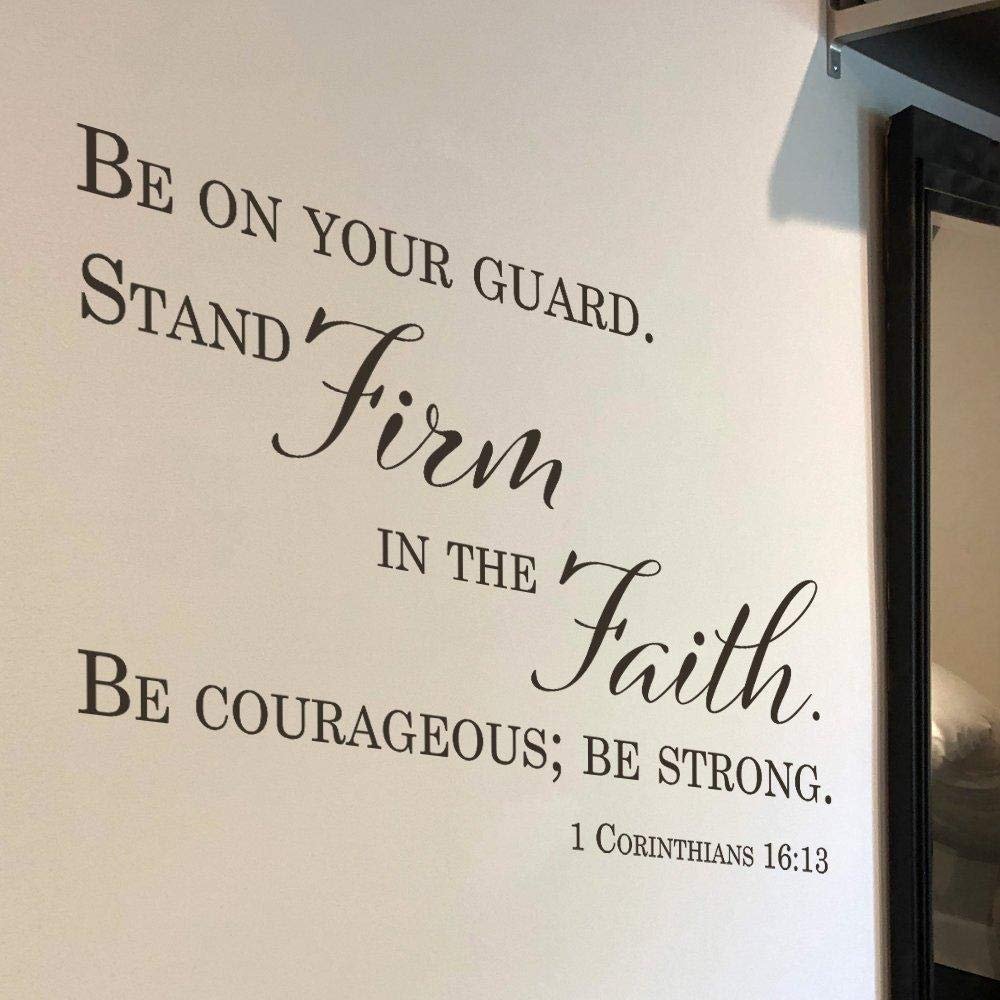 Corinthians Bible Verse Wall Decal - Scripture Removable Wall Decor for Bedroom Bible Verses Decals Quotes Stickers Stand Firm in Faith 1 Cor 16:13, q05