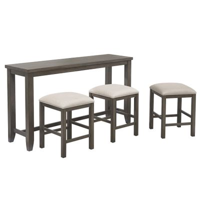 Sunset Trading Shades of Gray 4-Piece Bar Set, Narrow, Distressed Grey