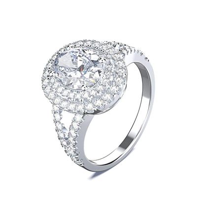 Bansriracha 100% 925 Sterling Silver Created Moissanite Gemstone Wedding Engagement Diamonds Ring Jewelry (White, 6)