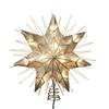 Kurt Adler 12" 7-Point Natural Capiz Lighted Tree Topper | Christmas Tree Star Topper | Gold Tree Topper Star with Lights | Light Up Star Christmas Tree Topper w/Wire Rays Accent (12 Inches, Gold) view 1