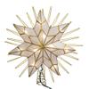 Kurt Adler 12" 7-Point Natural Capiz Lighted Tree Topper | Christmas Tree Star Topper | Gold Tree Topper Star with Lights | Light Up Star Christmas Tree Topper w/Wire Rays Accent (12 Inches, Gold) view 2