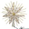 Kurt Adler 12" 7-Point Natural Capiz Lighted Tree Topper | Christmas Tree Star Topper | Gold Tree Topper Star with Lights | Light Up Star Christmas Tree Topper w/Wire Rays Accent (12 Inches, Gold) view 3
