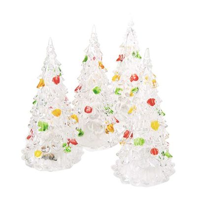 Garneck 4pcs Lighted Crystal Christmas Tree 4.7'' Tabletop Christmas Tree Lights Mini Lighted Chirstmas Vintage Acrylic Tree Vintage LED Christmas Trees for Christmas Decoration (12cm)