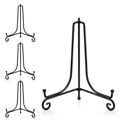 Artliving Plate Stands for Display, 10 Inch Black Iron Easel Plate Display Photo Holder Stand, Displays Picture Frames, Decorative Plates, Tablets and Art (4 pack)