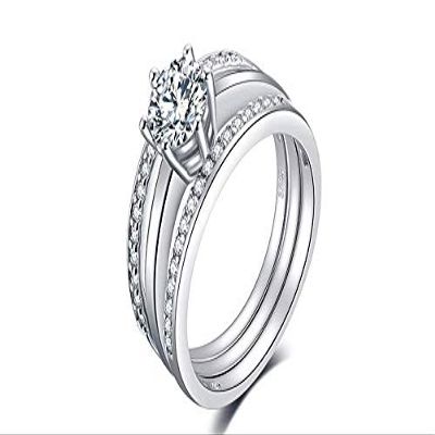 Bansriracha 925 Sterling Silver Ring Set Prongs Round Cut Setting Outstanding Engagement Wedding Birthday Present (6)