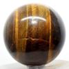 2.1" 215g Natural Golden Yellow Tiger/Hawk's Eye Crystal Sphere Polished Chatoyant Gemstone Mineral Ball from Africa + Stand view 1