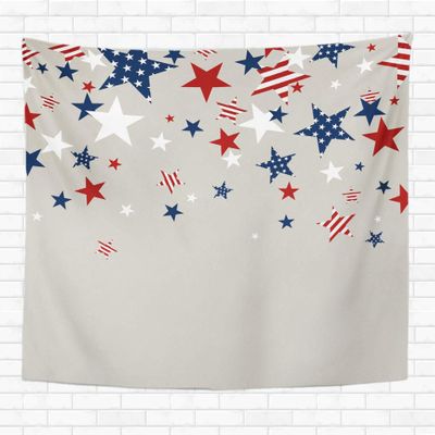 Topyee Home Decorative Tapestry Wall Hanging Blue Patriotic of Independence Day Red Star American Flag 60x80 Inch Tapestries Wall Blanket for Dorm Living Room Bedroom