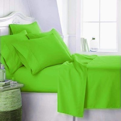 JESIRA Egyptian Cotton Sateen Weave Finish 6pc Sheet Set 10-12 inch deep Mattress 620 Thread Count Parrot Green Solid,Emperor - 84" x 84"