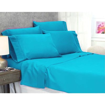 JESIRA Egyptian Cotton Sateen Weave Finish 6pc Sheet Set 10-12 inch deep Mattress 620 Thread Count Turquoise Solid,Emperor - 84" x 84"