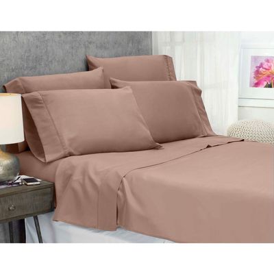 JESIRA Egyptian Cotton Sateen Weave Finish 6pc Sheet Set 10-12 inch deep Mattress 620 Thread Count Taupe Solid,Emperor - 84" x 84"