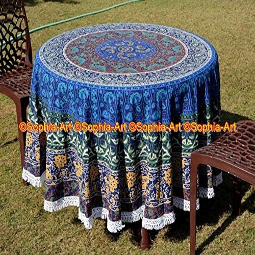 Beach Throw Throw Sheet Mandala Cloth Roundie Round Round Boho Picnic Yoga Yoga Gypsy Beach Garden Indian Towel Mat Cotton Hippy Tapestry Table Round With Beautiful Tassels (Pattern011, 72 Inches)
