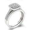 Bansriracha Luxury Brand 925 Sterling Silver Bridal Set Ring for Women with Paved Micro Lab Diamond Platinum Color Wedding Jewelry (9) view 1
