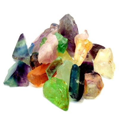 Multicolor Fluorite Rough Natural Sparkling Gemstone Crystal Mineral Cabochon Raw Stone Specimens - China (30PCS)