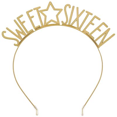 Gold Blush Sixteen Star Metal Headband - 6.5" x 4.625" (1 Count) - Perfect Outfit for Birthday Celebrations