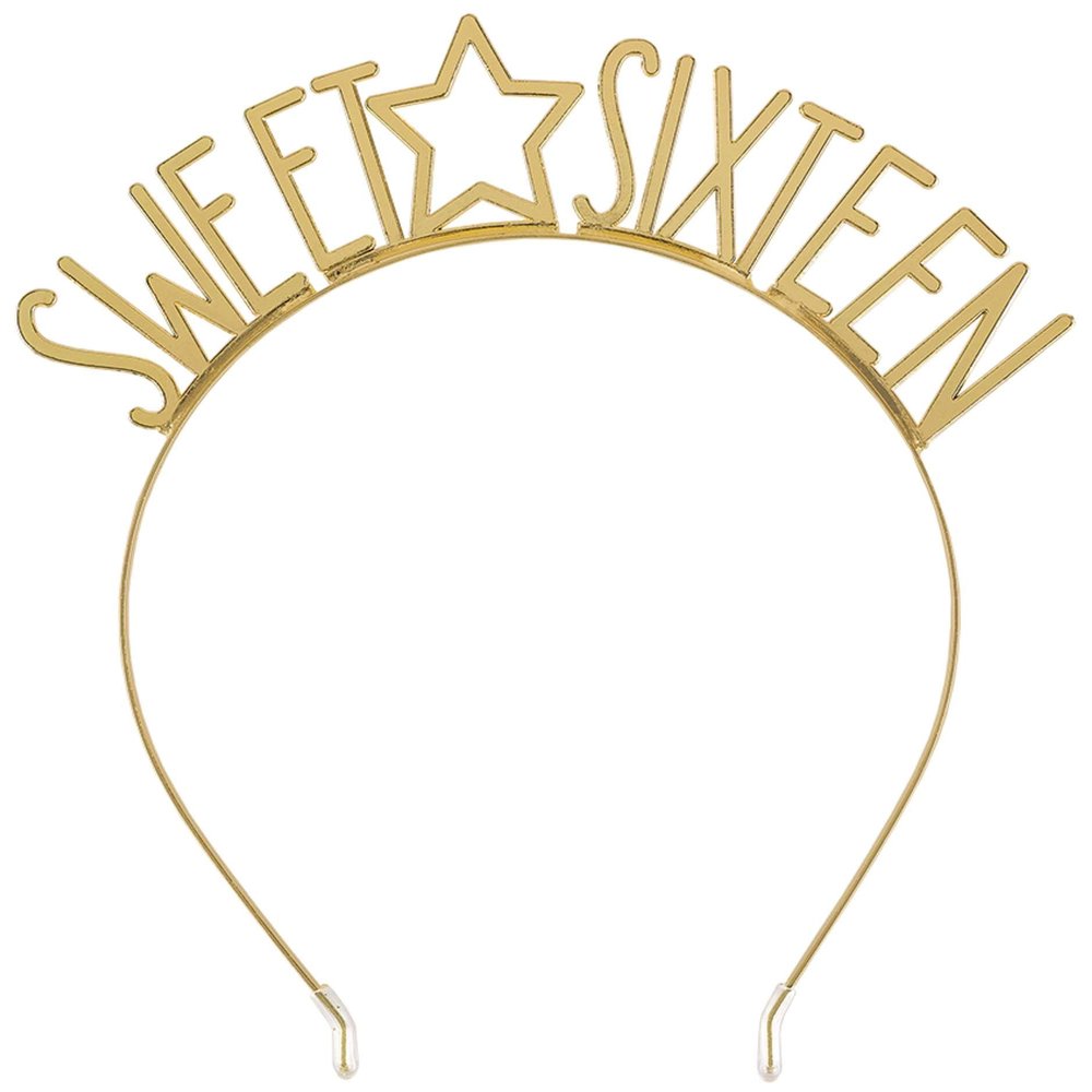 Gold Blush Sixteen Star Metal Headband - 6.5" x 4.625" (1 Count) - Perfect Outfit for Birthday Celebrations