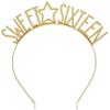 Gold Blush Sixteen Star Metal Headband - 6.5" x 4.625" (1 Count) - Perfect Outfit for Birthday Celebrations view 1