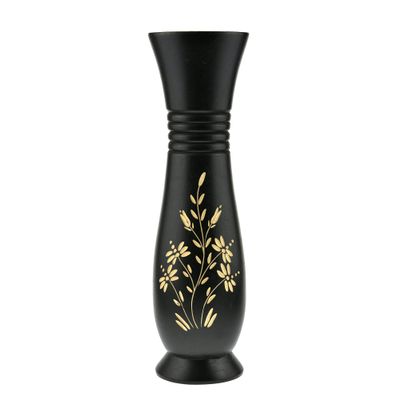 AeraVida 14-Inch Black and Natural Mango Tree Wooden Flower Vase | Hand-Carved Decorative Wood Vase for Home Dcor | Handmade Tall Floor or Table Vase for Dried or Artificial Flowers
