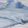 59"x79" Decorative Blue Pom Pom Throw Blanket Knitted Cotton Cable Blanket Couch Bed Sofa Decor Throw Blanket Idea view 2