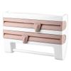3 in 1 Wall-Mount Storage Rack for Kitchen/Bathroom. Spice Organizer Rack with Paper Towel Holder/Tinfoil/Preservative Film Dispenser(khaki) view 1