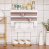 3 in 1 Wall-Mount Storage Rack for Kitchen/Bathroom. Spice Organizer Rack with Paper Towel Holder/Tinfoil/Preservative Film Dispenser(khaki) view 3