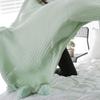 59"x79" Decorative Light Green Pom Pom Throw Blanket Knitted Cotton Cable Blanket Couch Bed Sofa Decor Throw Blanket Idea view 2