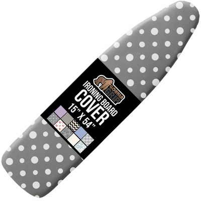 GORILLA GRIP The Original Ironing Board Cover and Pad, Silicone Coating, 400F Scorch Resistant Thick Padding, Heavy Duty Iron Covers Standard Boards, Hook and Loop Fastener Strap, Dots 15x54