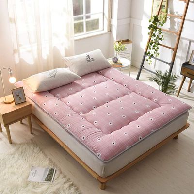 Japanese Floor Futon Mattress, Thick Soft Tatami Sleeping Pad Quilted Fitted Foldable Four Season Mattress Pad Roll Up Mat-Pink 180x220cm(71x87inch)