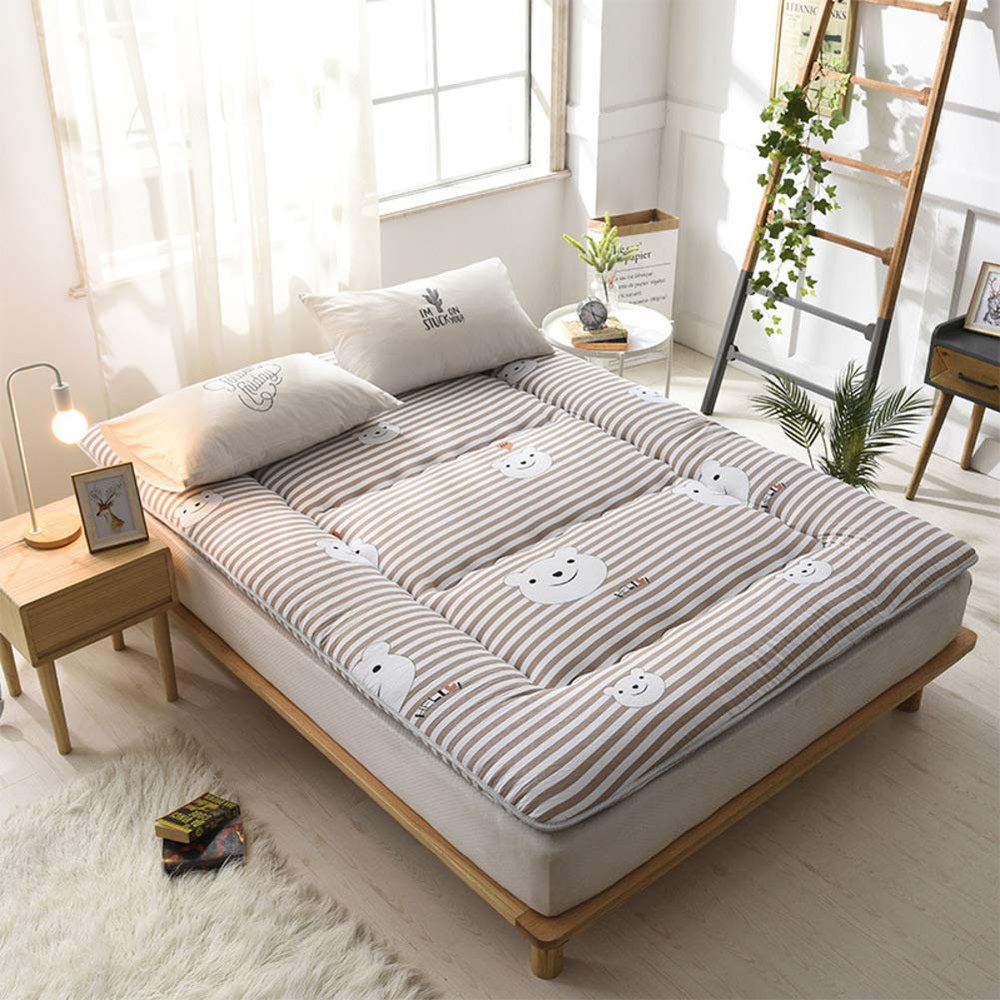 Japanese Floor Futon Mattress, Thick Soft Tatami Sleeping Pad Quilted Fitted Foldable Four Season Mattress Pad Roll Up Mat-a 180x220cm(71x87inch)