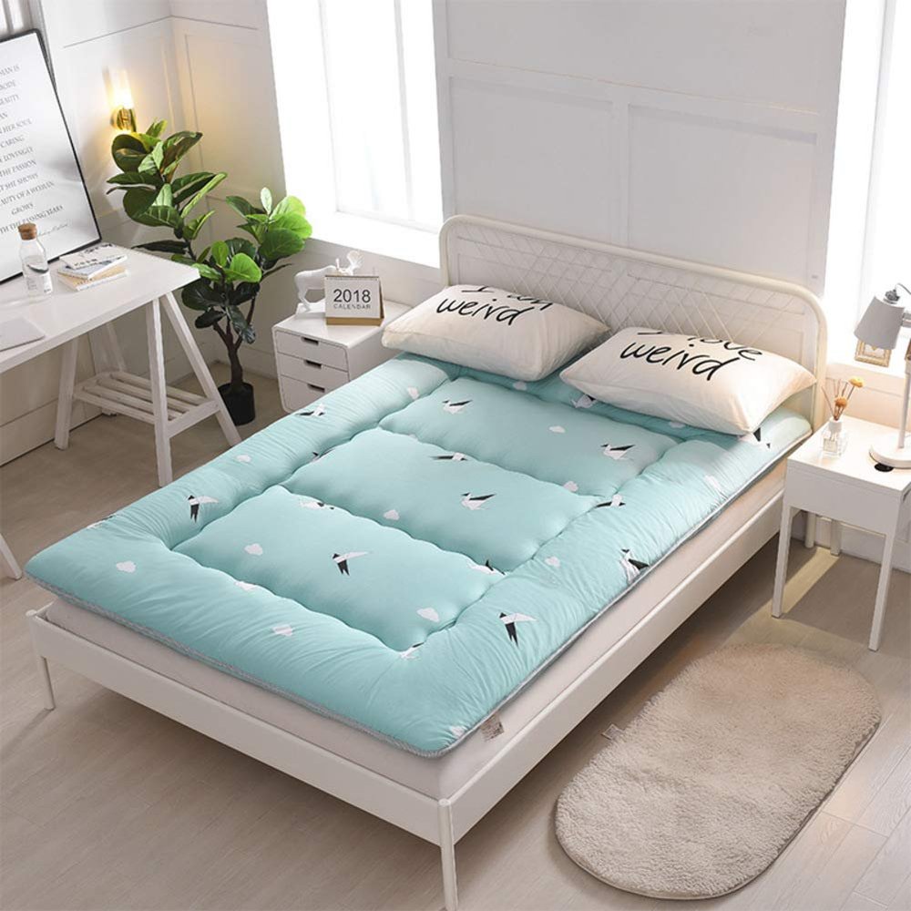 Japanese Floor Futon Mattress, Thick Soft Tatami Sleeping Pad Quilted Fitted Foldable Four Season Mattress Pad Roll Up Mat-e Twin