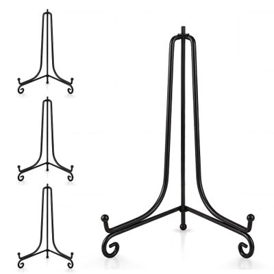 Artliving Plate Stands for Display, 12 Inch Black Iron Easel Plate Display Photo Holder Stand, Displays Picture Frames, Decorative Plates, Tablets and Art (4 pack)