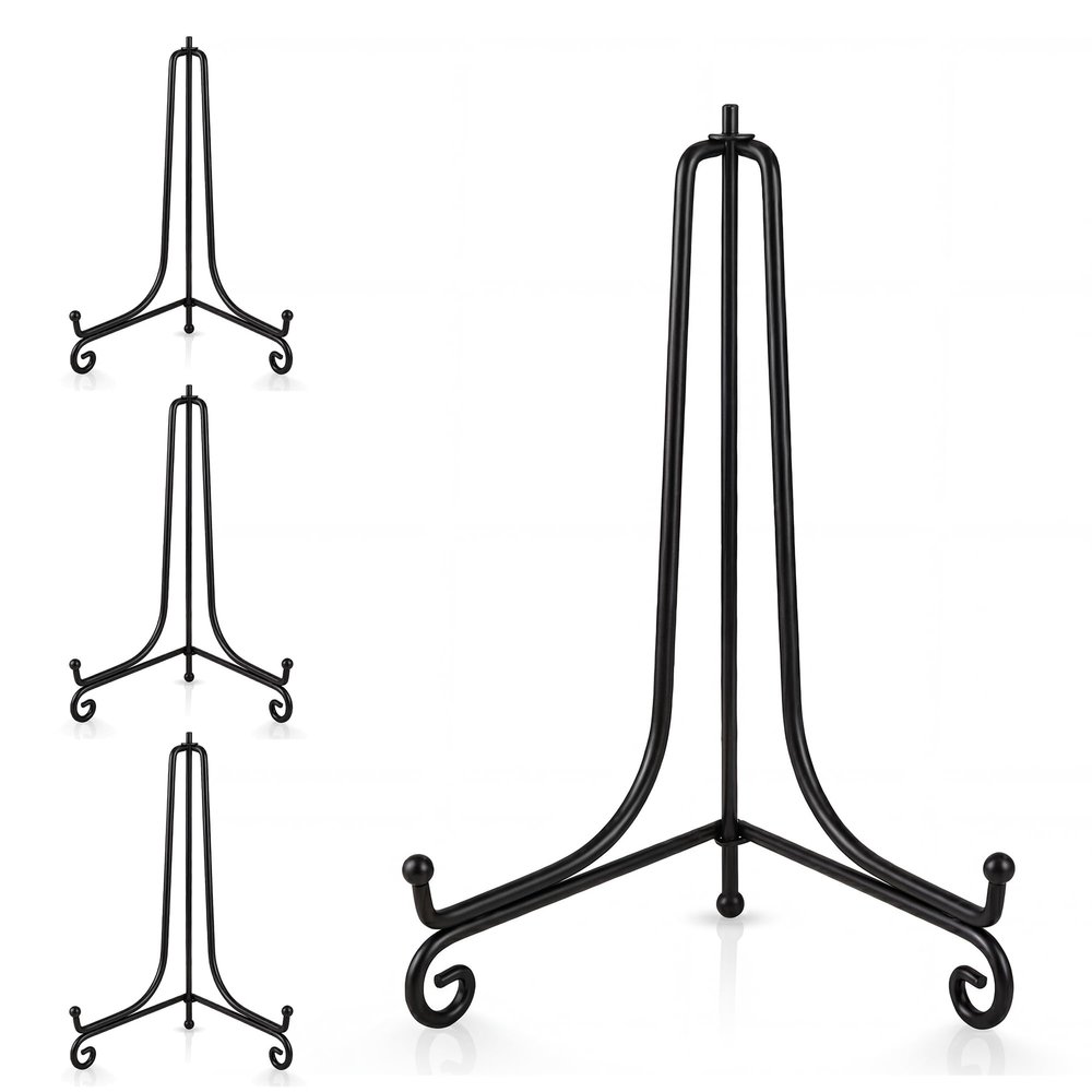 Artliving Plate Stands for Display, 12 Inch Black Iron Easel Plate Display Photo Holder Stand, Displays Picture Frames, Decorative Plates, Tablets and Art (4 pack)