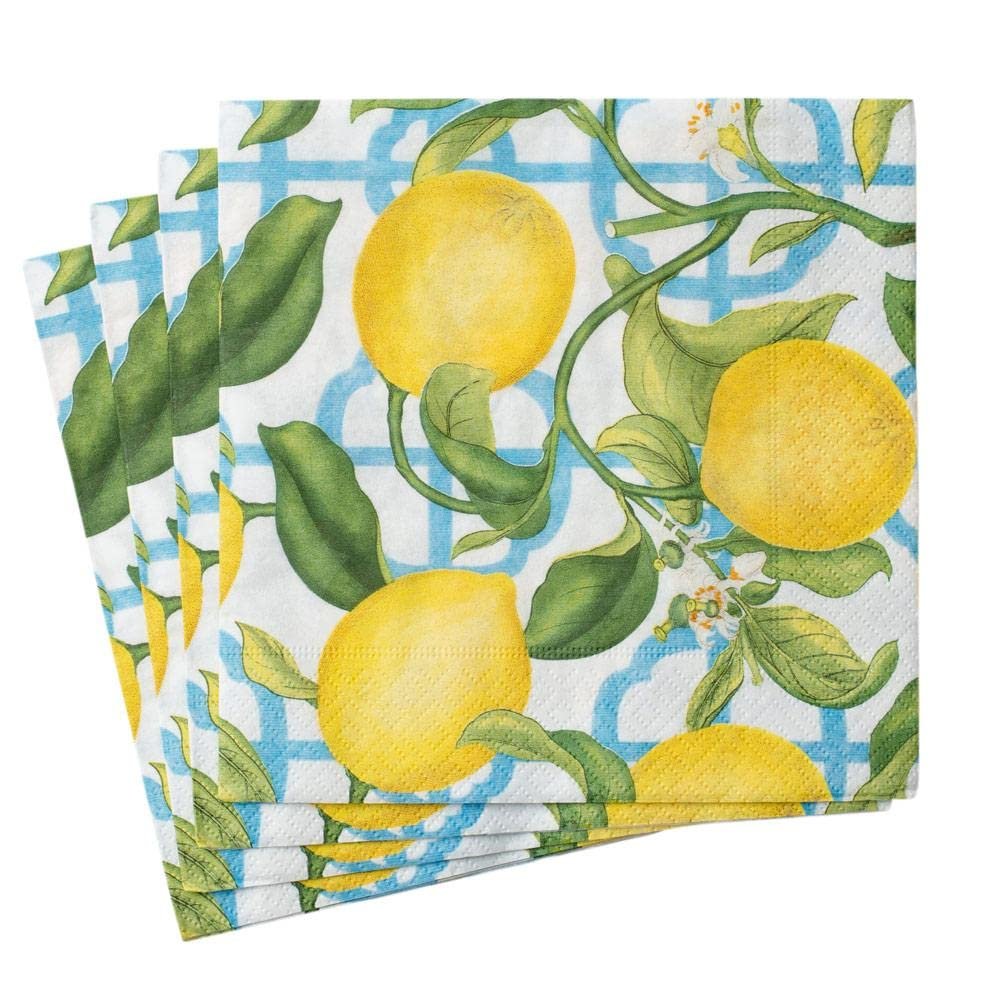 Caspari Seville Paper Luncheon Napkins in Ivory, Four Packs of 20
