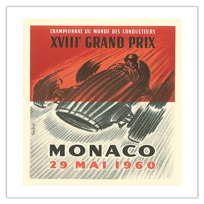 1960 XVIII Monaco Grand Prix - Formula 1 - Drivers World Championship - Vintage Car Racing Poster by Jose Lorenzi c.1960 - Eco-friendly Premium Bamboo Paper 290gsm (Unframed) 24x32in