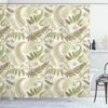 Ambesonne Botany Shower Curtain, Fern Leaves Curlicue Botanical Adornments Print on Pastel Background, Cloth Fabric Bathroom Decor Set with Hooks, 69" W x 84" L, Eggshell and Dark Tan view 1