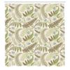 Ambesonne Botany Shower Curtain, Fern Leaves Curlicue Botanical Adornments Print on Pastel Background, Cloth Fabric Bathroom Decor Set with Hooks, 69" W x 84" L, Eggshell and Dark Tan view 2